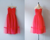 1950s dress / strapless tulle 50s dress / Fools Rush In