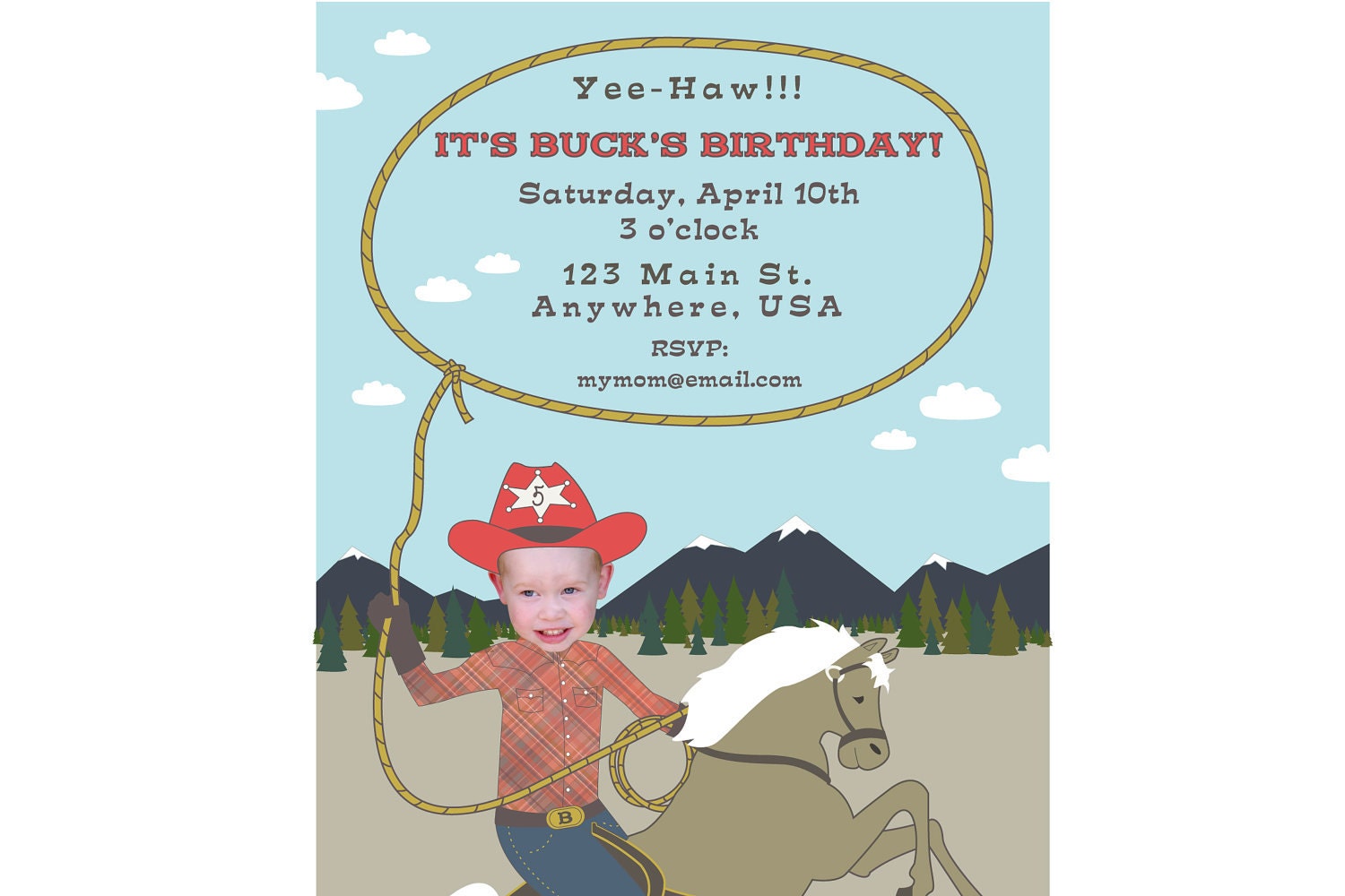 Cowboy Birthday Party Invitation - Custom Made For You