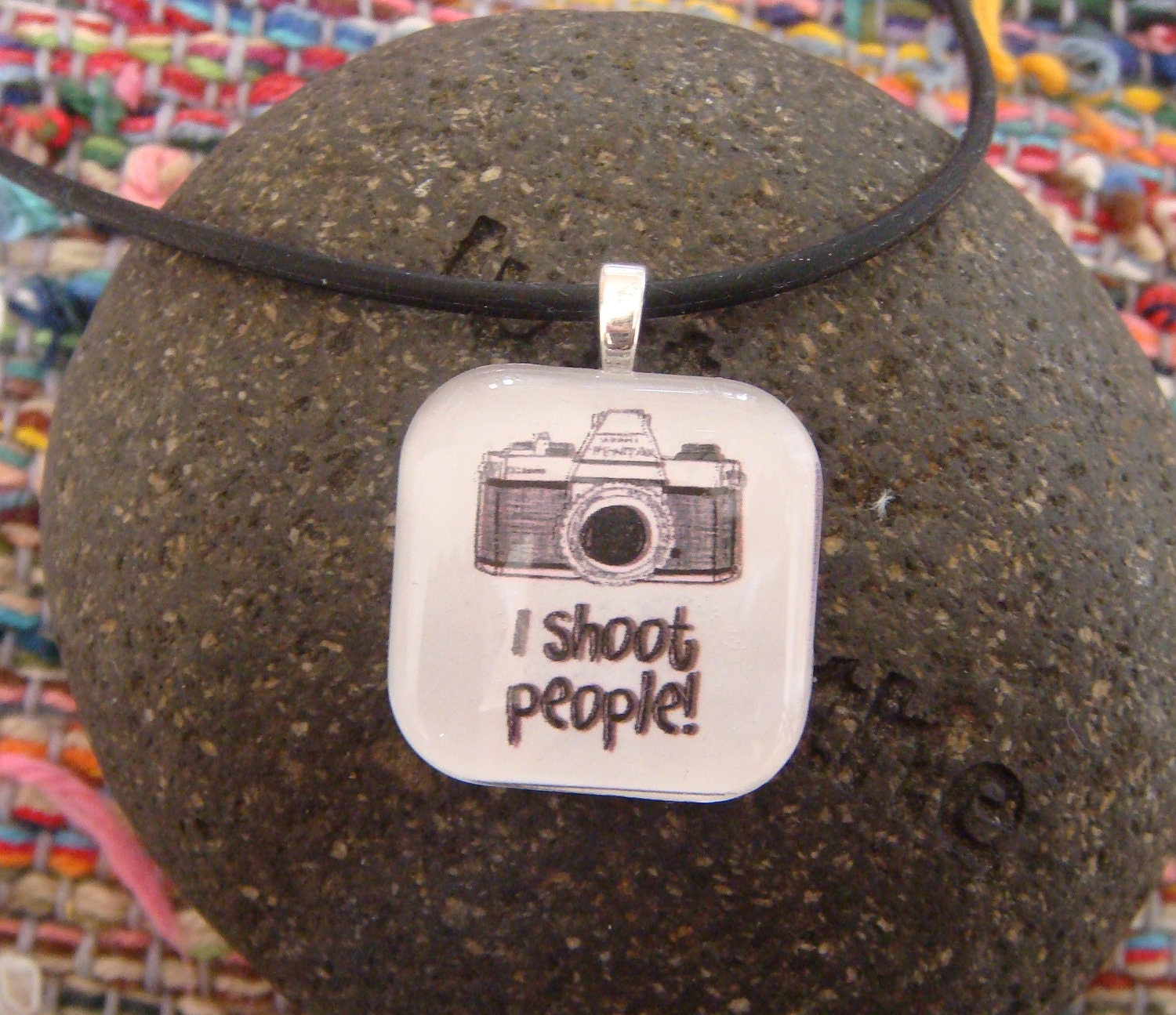 I Shoot People - Photography Glass Tile Pendant