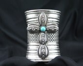 Tall 4" Cuff With Silver And Turquoise Cross