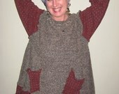 Upcycled sweater Burgundy and grey tweed ziggy hem