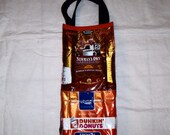 Go green Eco Friendly Wine or liqueor Gift Bag made with Recycled Coffee Bags One of a Kind