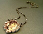 Victorian Woman - Shrink Plastic - Upcycled Metal - Handmade Necklace By Roia O'Brien