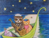 Owl and the Pussycat - Print - 8 x 10 Inches