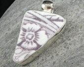 Genuine Beachcombed Pottery Shard Pendant Bezel Set in Sterling Silver