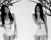 Zeisha white lace cut out bodysuit
