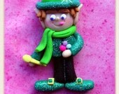 Lucky Leprechaun polymer clay bead/charm/bow center