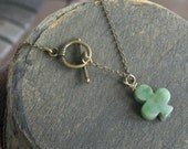As Luck would have it. Green Jade 3 leaf lucky Irish Clover Unisex necklace.