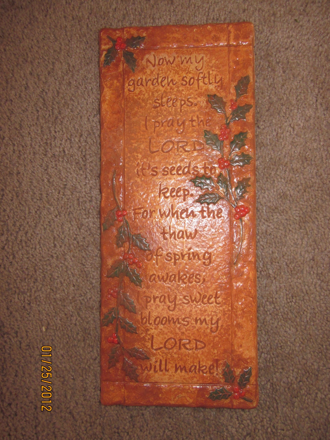 Ceramic Bless my garden stained hanging plaque