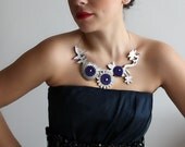 Leather Spring Branch Necklace with Purple and Gold Flowers