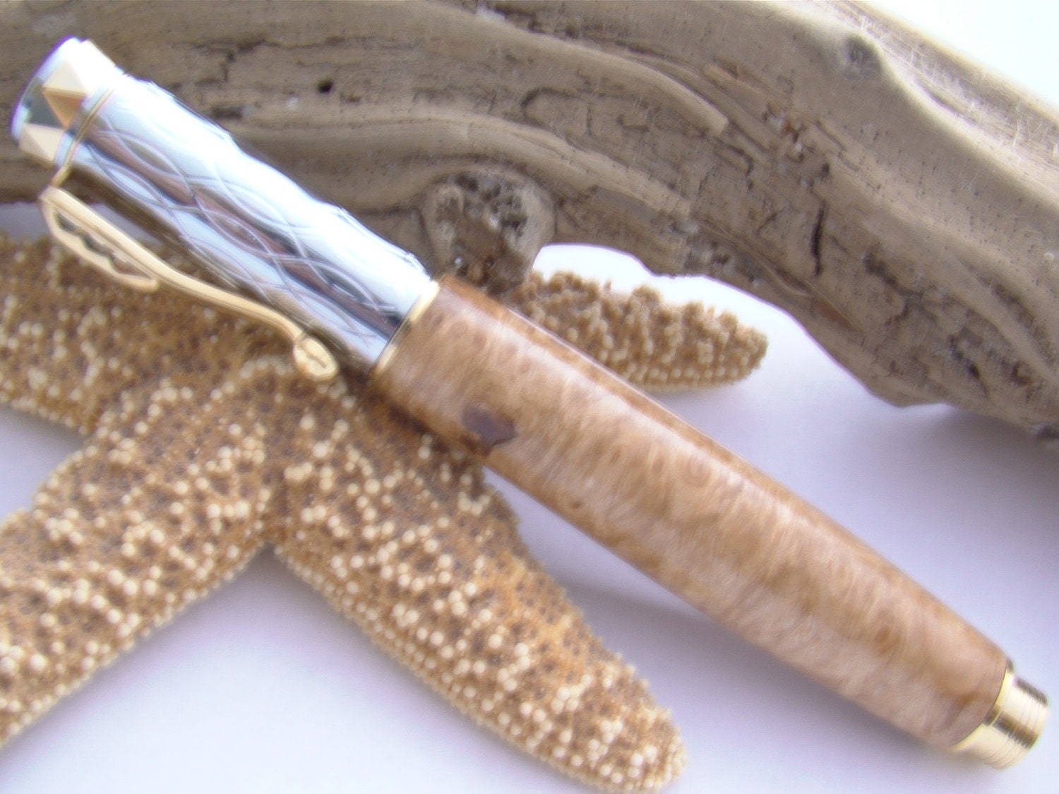 Handcrafted Maple Burl Electra Rollerball Wooden Ink Pen Free Shipping