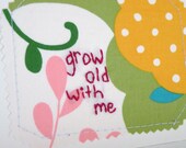 VDAY SALE Grow Old With Me hand embroidered Note Card