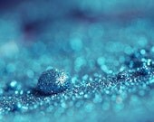 Valentines Glitter Decor Photograph blue silver sparkle teal turquoise bright bokeh abstract 4x4