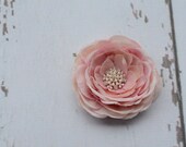 Interchangable STUNNING Soft Pink Flower with Extremely Detailed Pearl and Rhinestone Center Infants, Babies or Adults