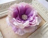 Interchangable STUNNING Pale Lavendar Lilac Flower with Extremely Detailed Pearl and Rhinestone Center Infants, Babies or Adults