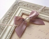 Simple and Stunning Dusty Lavender Satin Bow Headband With Gorgeous Pearl and Rhinestone Center Accent Infants, Babies or Adults