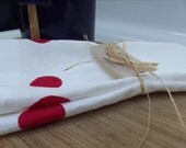 Organic Linen Red Polka Dot Kitchen Towel