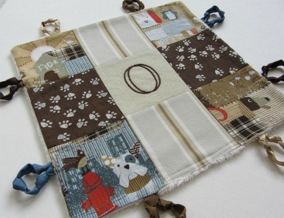 Baby Boy  Lovey with Custom Hand Embroidery and Knotties by Dolce Dreams
