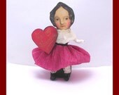 Valentines Spun Cotton Vintage Style Doll  POLYMER CLAY