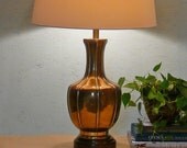 Vintage Ribbed Brass Table Lamp