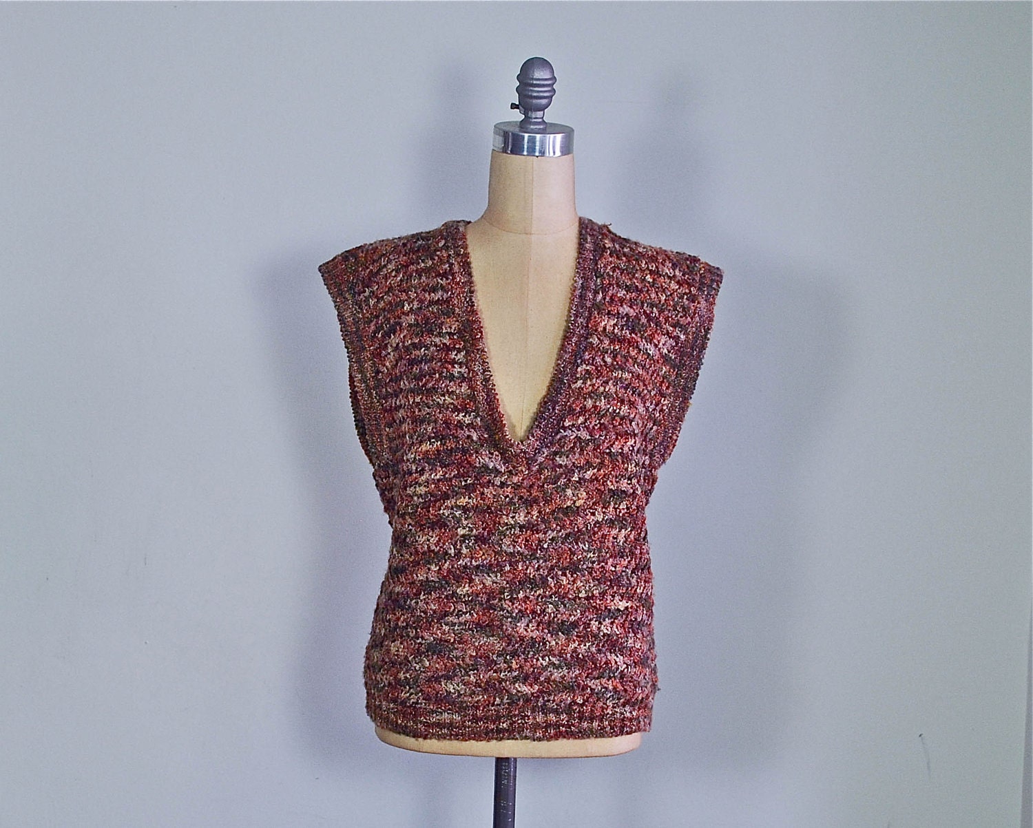 70s neutral color sweater vest / 1970s earth tone knit vest