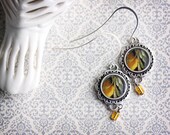 20% OFF Sale Vintage Inspired Jewelry Photo Earrings - Last Days of the Yellow Rose - original fine art photo