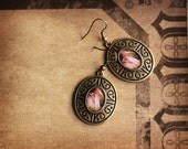 20% OFF Sale Vintage Inspired Jewelry Photo Earrings - Separation in Color - original fine art photo - pink coneflower