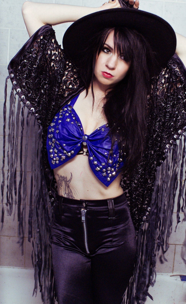 TOXIC VISION Warrior studded tassle lace cape