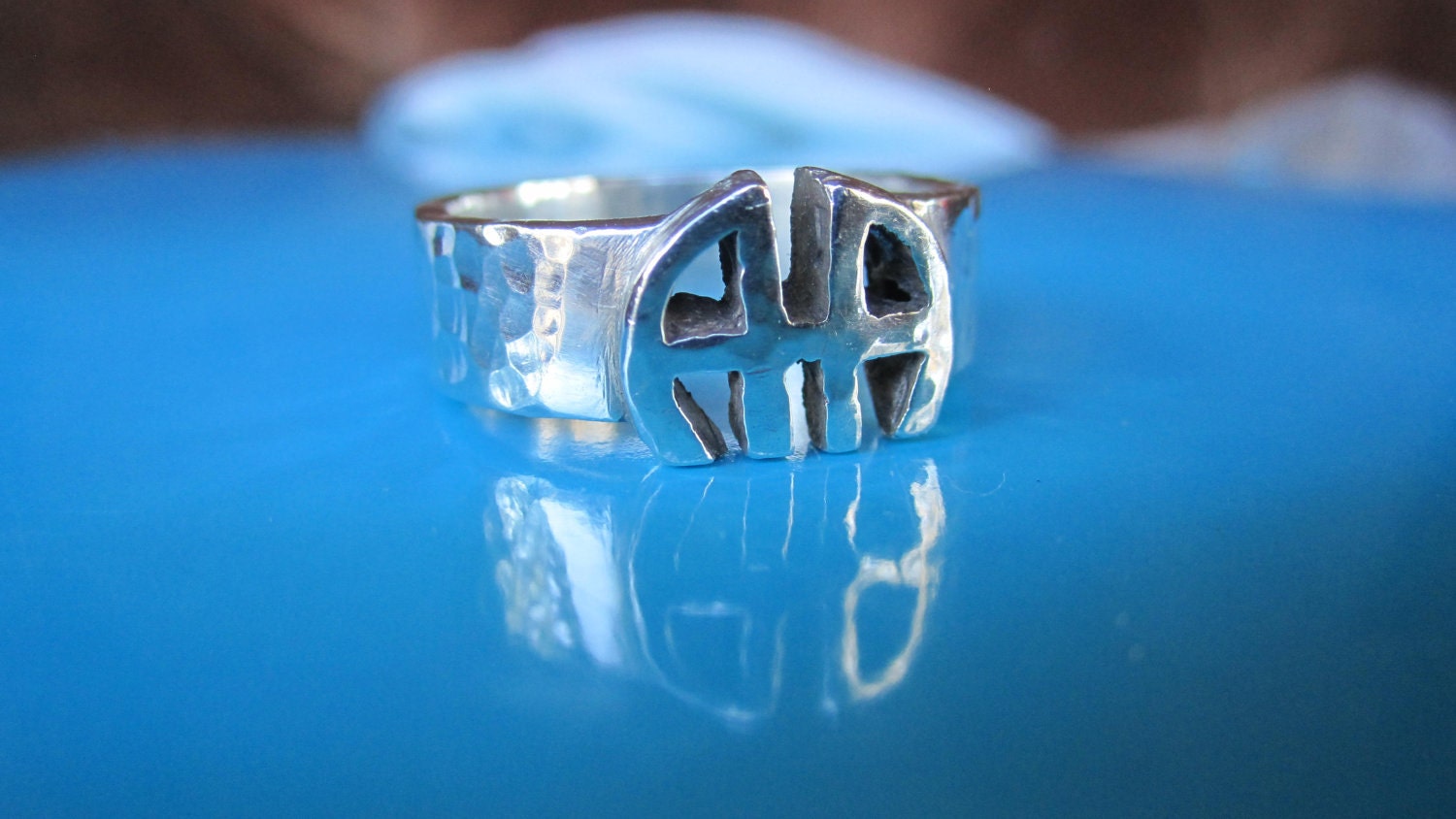 AA ring -- hammered solid sterling Silver -- a wonderful gift for yourself -- or for anyone -- sizes 5 to 13 available -- as always 100% sat