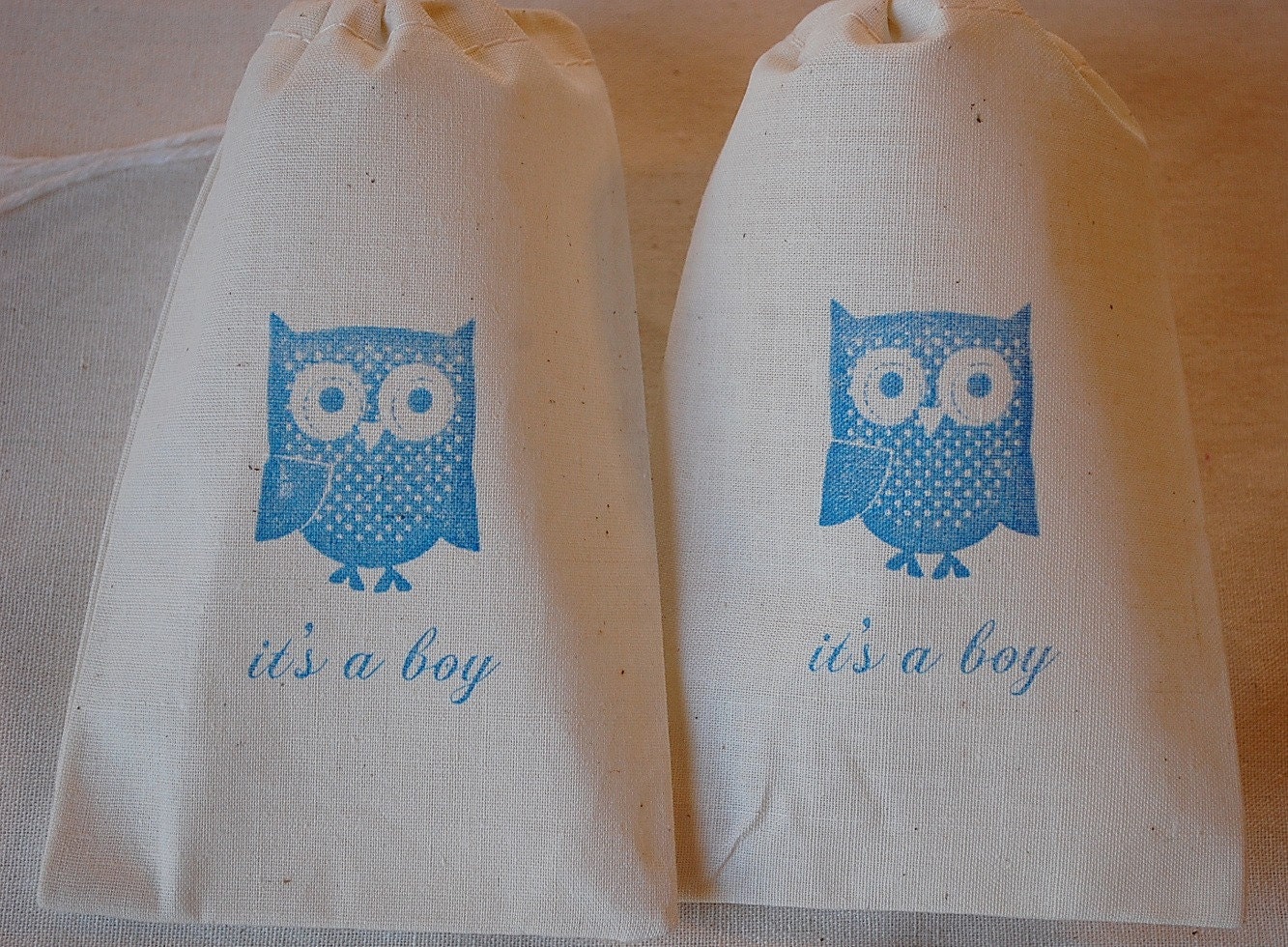 10 It's A Boy Owl Muslin Cotton Favor Gift Bags 4x6 Great for Baby Showers - in Blue Il_170x135
