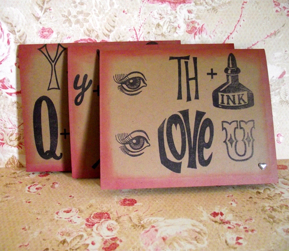 I Think I Love You  Rebus Greeting Cards set of 3