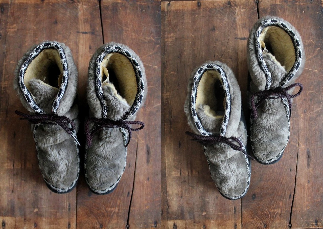 1970s vintage furry adirondack boots 8