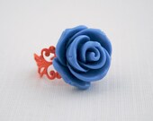 Periwinkle Rose Filigree Ring