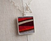 Hand Pieced Felt Pendant on Sterling Silver Chain