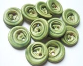 Lichen Green Zipper Ceramic Buttons