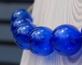 Cobalt Blue Bubble Necklace -Lightweight and Airy Blown Glass Beads
