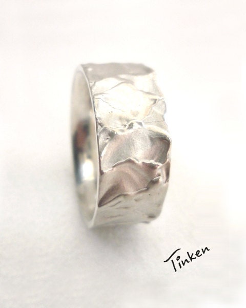 Wedding band, sterling silver, hand-carved - made to order