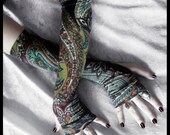 Caravan Arm Warmers - Black Moss Green Brown Cream Teal Jade Orange Floral Paisley Mandela - Yoga Gothic Dark Tribal Goth Vampire Gaia