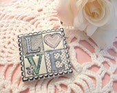 Love Pin Valentines Day Brooch - handmade polymer clay jewelry