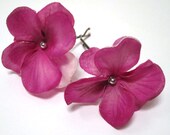 Magenta Flower Hair Pins, Wedding Hairpins, Bridal Flower Hair Accessories - JosiesBoutique