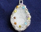 White Sea Glass Beach Glass Sterling Silver Necklace Pendant
