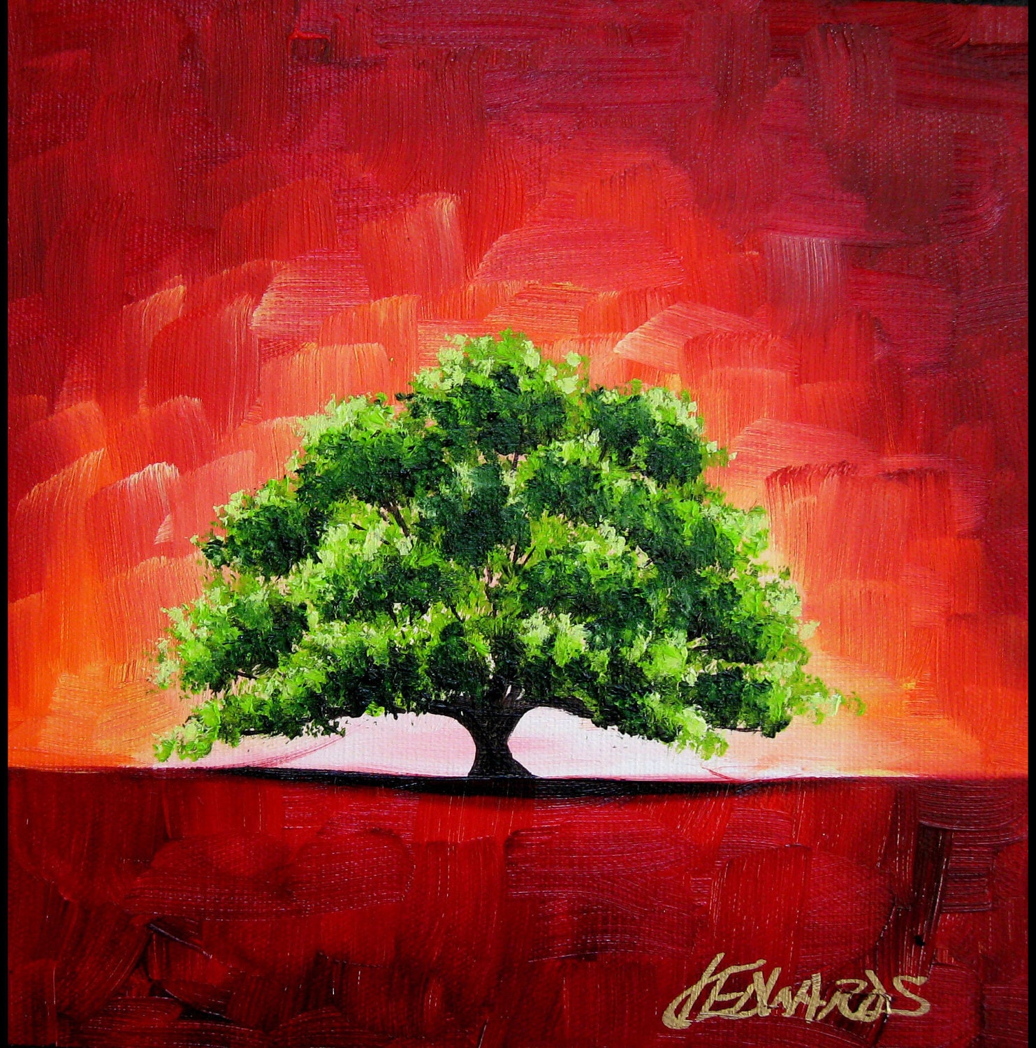 Red Skies, an original oil painting by Jo Edwards
