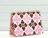 Planner Cover, 6 x 9 Journal Binder, Chocolate and PInk