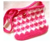 Valentine's Day, Hand Knit Felted Heart Purse, Heart Design, Ready to Ship, Fun and Unique