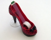Stiletto Shoe Tape Dispenser / Black Polka Dots on Red Platform Stiletto Heel - ME2Designs