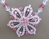 Pink Rhinestone Crystal Bead Necklace