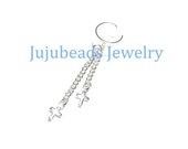 Single Silver Crosses Ear Cuff Earring