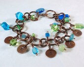 Copper Charm Bracelet, Copper Bracelet, Inspiration Bracelet, Word Dream Bracelet
