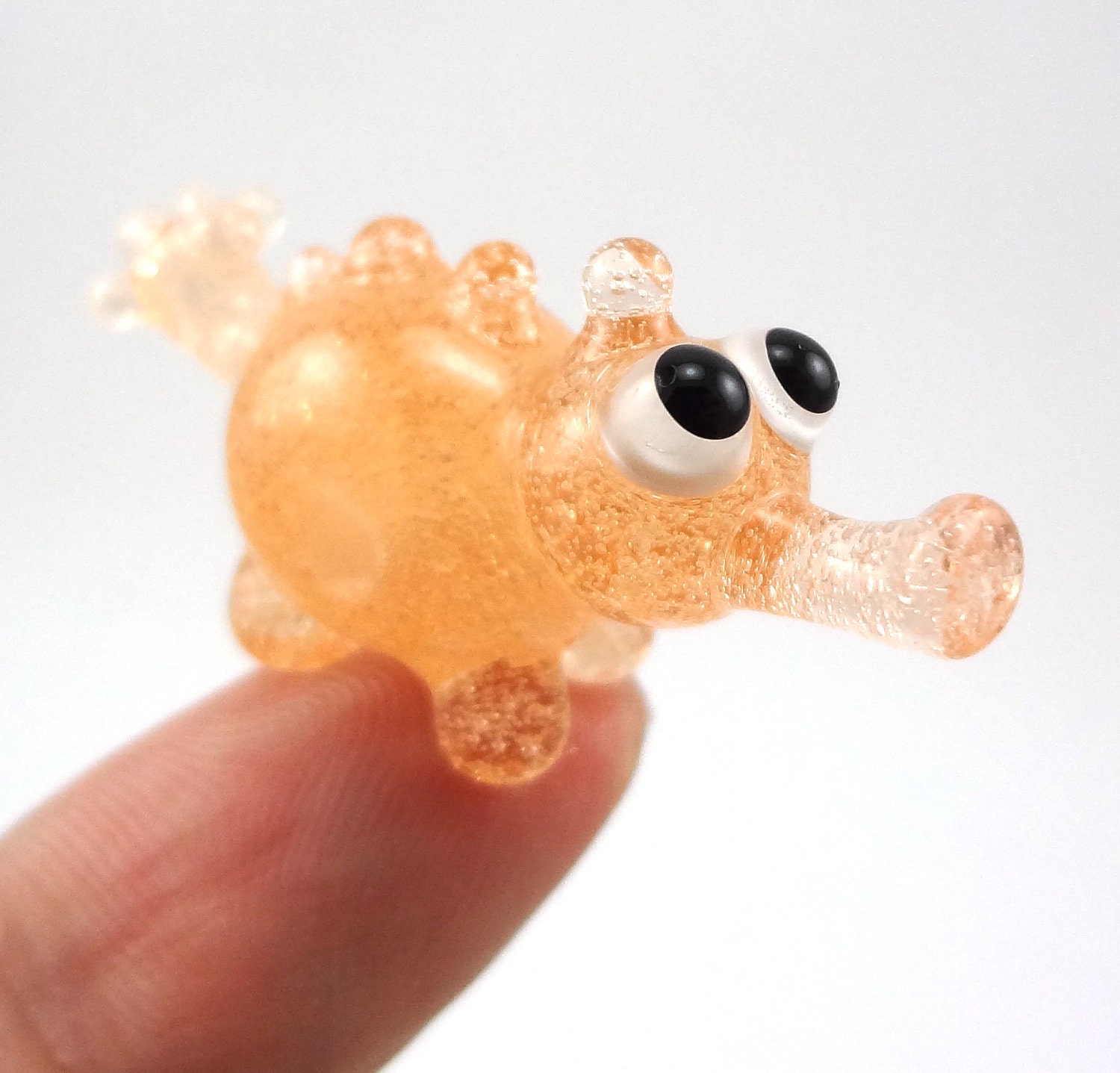 Pink Champagne Monster Lampworked Glass Figurine Bead