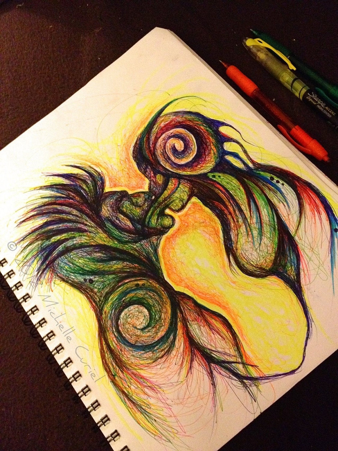 Alien Love - 9 x12 Original art (unframed in a 11x14 matt)